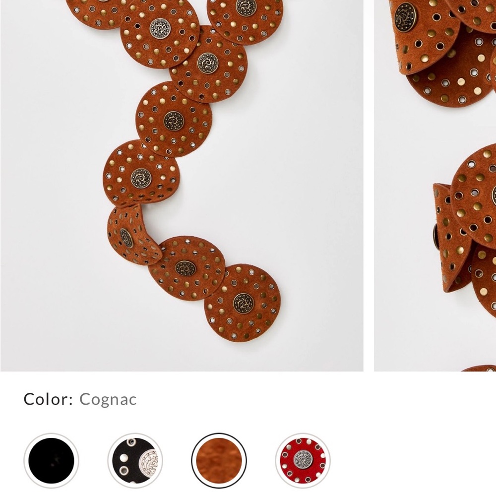 Free People Cognac Circular Studded Belt